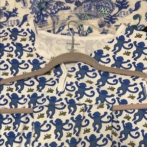 roller rabbit long sleeve blue monkey pjs
